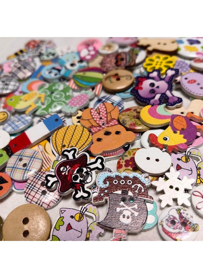 شينكو كرافت 100 قطعة متنوعة من الأحجام والأنماط والأزرار الخشبية وزر الخياطة الحرفية (متنوعة) (مزيج) - Image 3