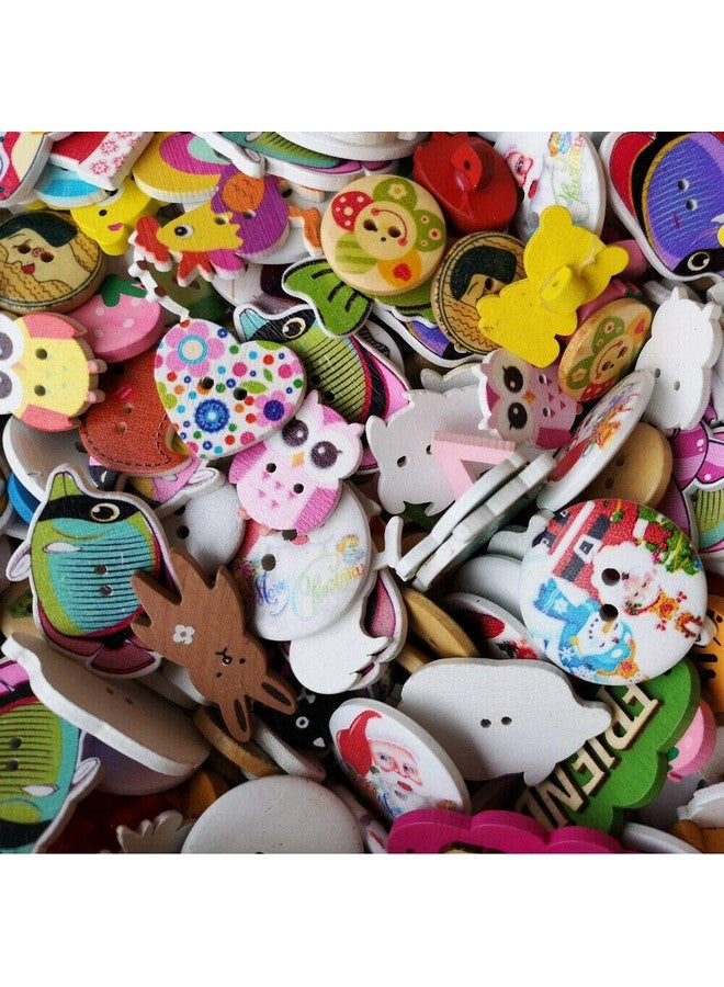 شينكو كرافت 100 قطعة متنوعة من الأحجام والأنماط والأزرار الخشبية وزر الخياطة الحرفية (متنوعة) (مزيج) - Image 2