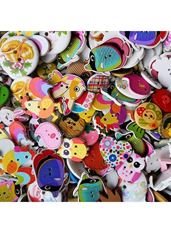 شينكو كرافت 100 قطعة متنوعة من الأحجام والأنماط والأزرار الخشبية وزر الخياطة الحرفية (متنوعة) (مزيج) - Image 1