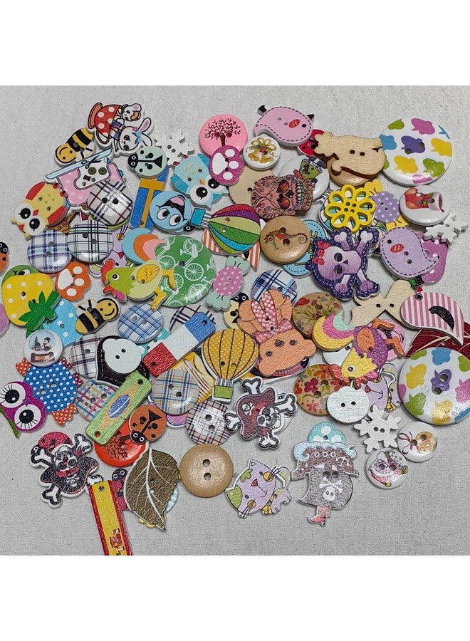 شينكو كرافت 100 قطعة متنوعة من الأحجام والأنماط والأزرار الخشبية وزر الخياطة الحرفية (متنوعة) (مزيج) - Image 4