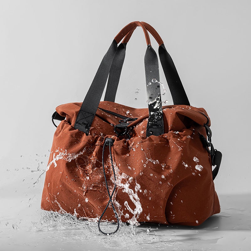 Waterproof Oxford Dry Wet Separation Drawstring Travel Tote Expandable Unisex Gym Bag - Image 2