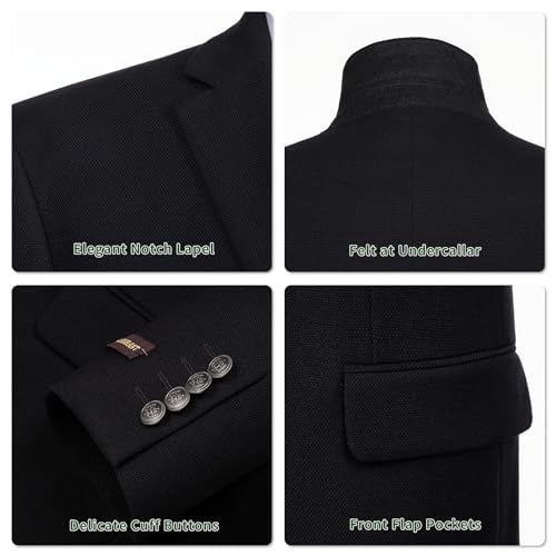 P&L Men's Classic Fit Blazer Elegant Suit Jacket Stretch Sport Coat for Business Daily Wear, Regular and Big & Tall Sizes Black - Image 4