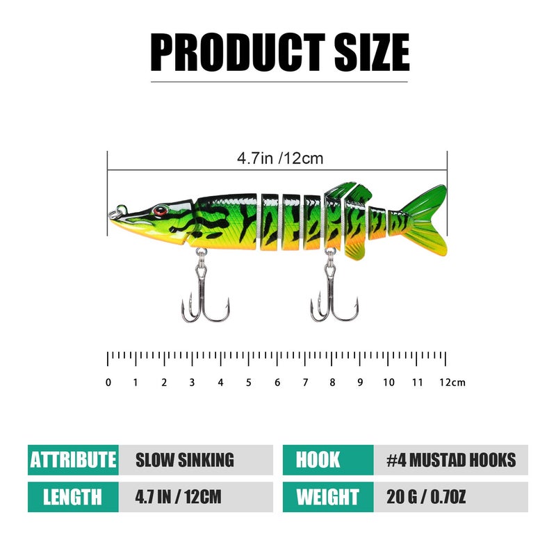 TRUSCEND Fishing Lures for Bass Trout Multi Jointed Swimbaits Slow Sinking Bionic Swimming Lures Bass Freshwater Saltwater Bass Lifelike Fishing Lures Kit - Image 2