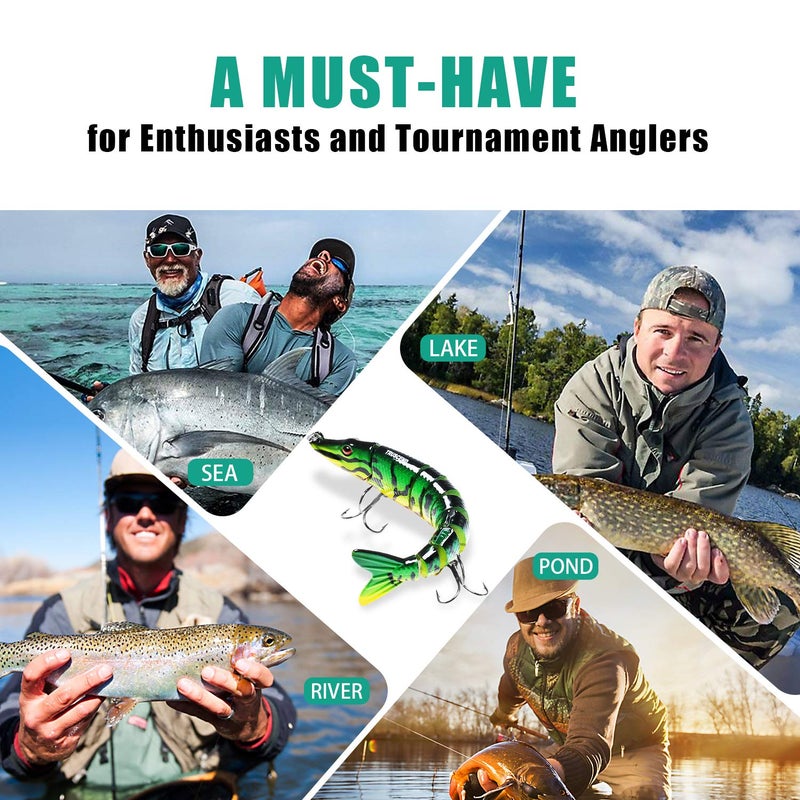 TRUSCEND Fishing Lures for Bass Trout Multi Jointed Swimbaits Slow Sinking Bionic Swimming Lures Bass Freshwater Saltwater Bass Lifelike Fishing Lures Kit - Image 4