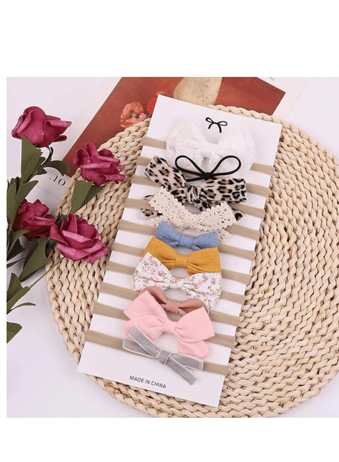 10pcs Baby Girls Headbands and Bows, Newborn Infant Toddler Nylon Elastics Hairbands Hair Accessories - Image 4