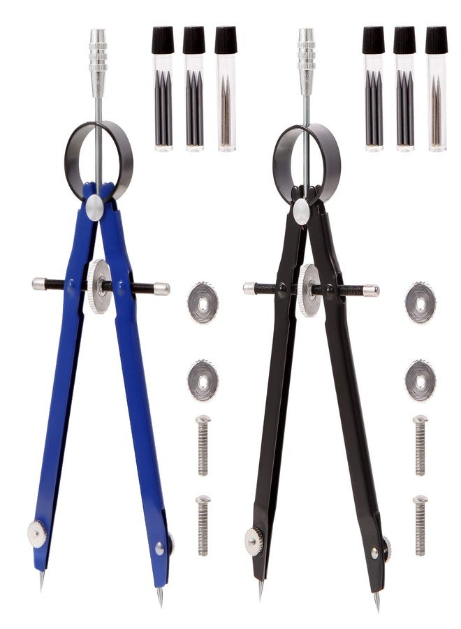 Cualork 2pcs Compass for Geometry, Professional Drawing Compass,Metal Compass, Circle Compass Drawing Tool for Geometry, Math, Drafting, Drawing, Measuring, School & Office Supplies by CUALORK - Image 1