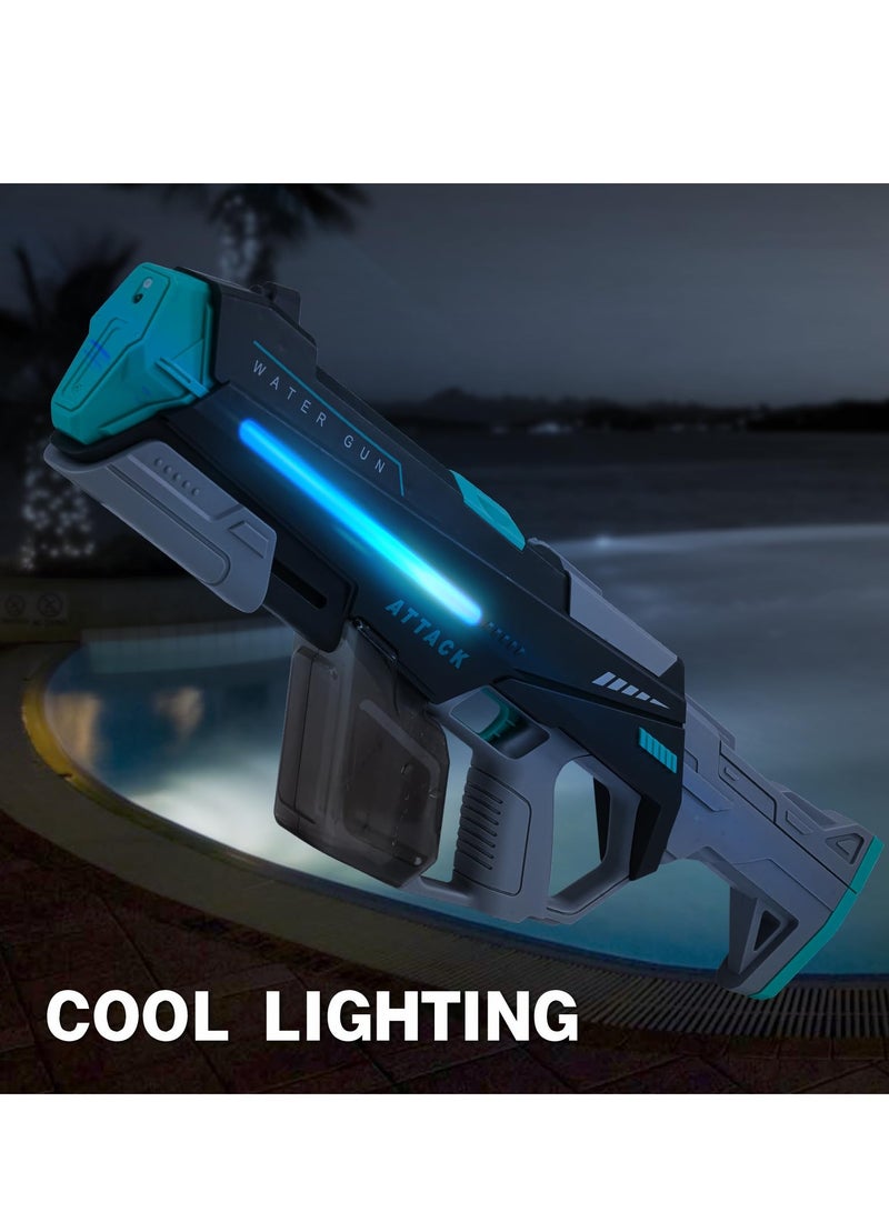 Excefore مسدس ماء كهربائي، سحب ماء اوتوماتيكي، مسدسات ماء للكبار، مسدس ماء اوتوماتيكي مع أضواء ونطاق 32 قدم، مسدس رش مدعوم بالبطارية، ألعاب خارجية لحفلات الشاطئ وحمامات السباحة للأطفال أعمار 8-12 - Image 5