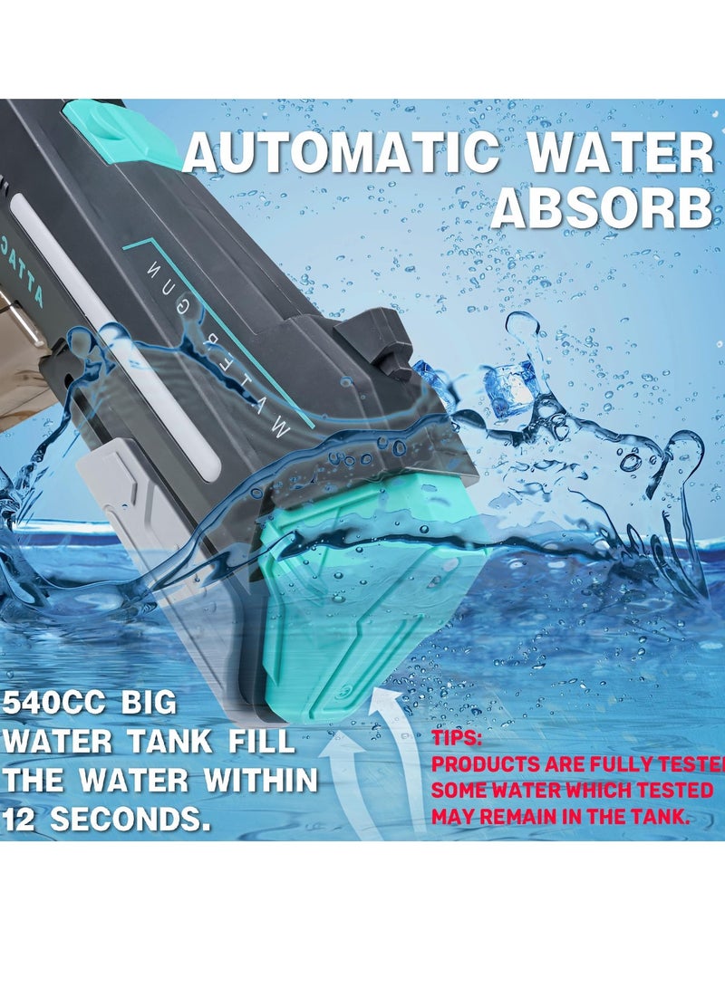 Excefore مسدس ماء كهربائي، سحب ماء اوتوماتيكي، مسدسات ماء للكبار، مسدس ماء اوتوماتيكي مع أضواء ونطاق 32 قدم، مسدس رش مدعوم بالبطارية، ألعاب خارجية لحفلات الشاطئ وحمامات السباحة للأطفال أعمار 8-12 - Image 3