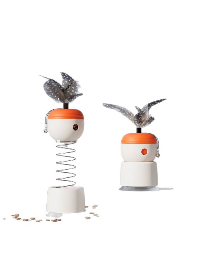 Foldable Spring Feather Cat Toy with Food Dispenser & Strong Suction – Interactive Puzzle Play, Treat Storage, Indoor Exercise & Weight Control - Image 1