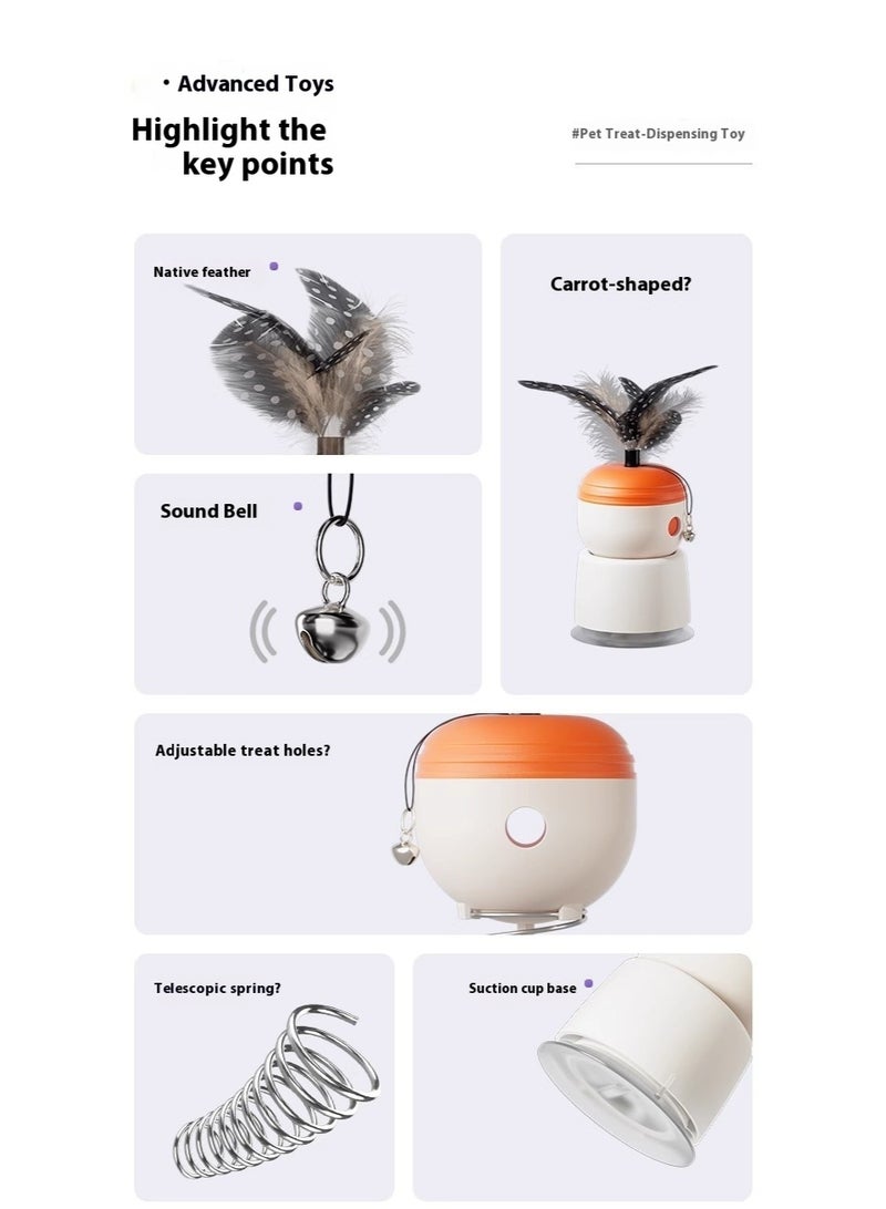 Foldable Spring Feather Cat Toy with Food Dispenser & Strong Suction – Interactive Puzzle Play, Treat Storage, Indoor Exercise & Weight Control - Image 2