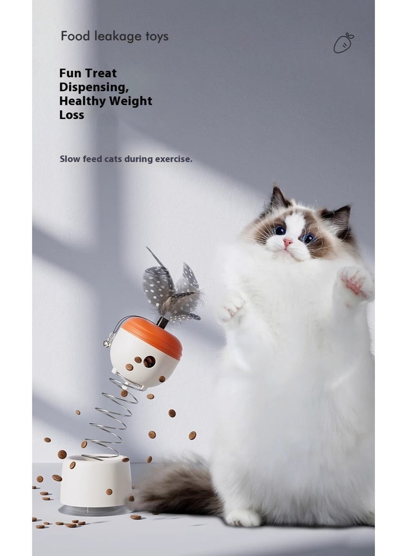 Foldable Spring Feather Cat Toy with Food Dispenser & Strong Suction – Interactive Puzzle Play, Treat Storage, Indoor Exercise & Weight Control - Image 4