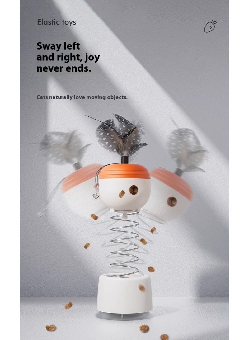 Foldable Spring Feather Cat Toy with Food Dispenser & Strong Suction – Interactive Puzzle Play, Treat Storage, Indoor Exercise & Weight Control - Image 3