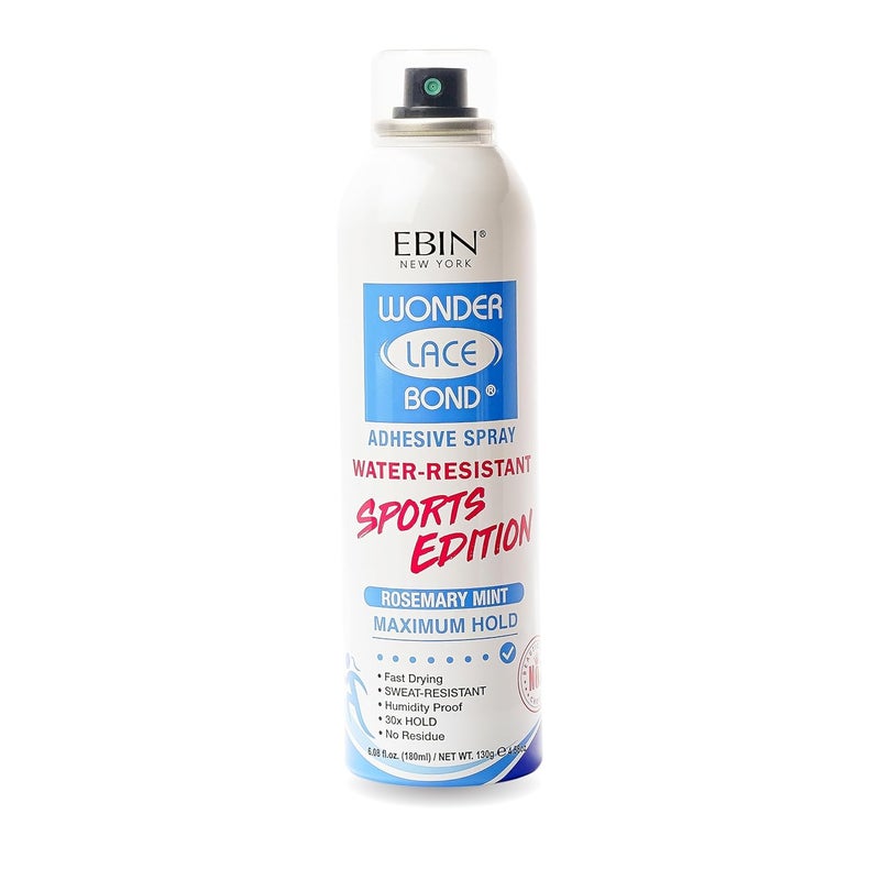 EBIN NEW YORK Wonder Lace Bond Adhesive Spray Sports Edition 2.7oz/80ml | Maximum Hold | Rosemary Mint Infused | Water & Sweat Resistant | Humidity Proof, Fast Drying, No Residue