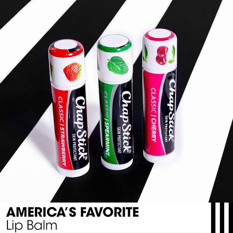 Chapstick 3 Pack CherryStrawberrySpearmint Classic 3 Sticks Cherry Strawberry Spearmint Flavor Skin Protectant Flavored Lip Balm Tube 015 Ounce Each - Image 3