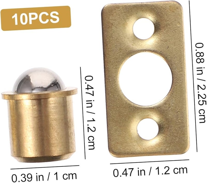 Tehaux 10 قطعة من مزلاج الكرة النحاسي المتين إغلاق الباب المخفي للأجهزة - Image 3