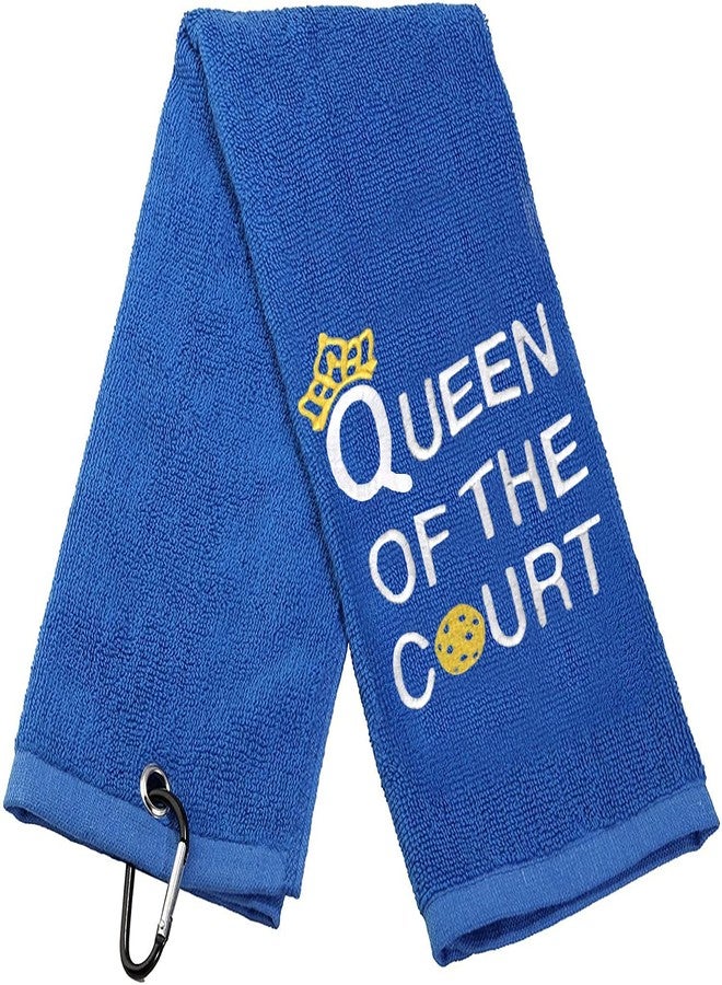 BLUPARK Embroidered Pickleball Towel Gift King/Queen of The Court Pickleball Towel with Clip (Pickleball Queen) - Image 1