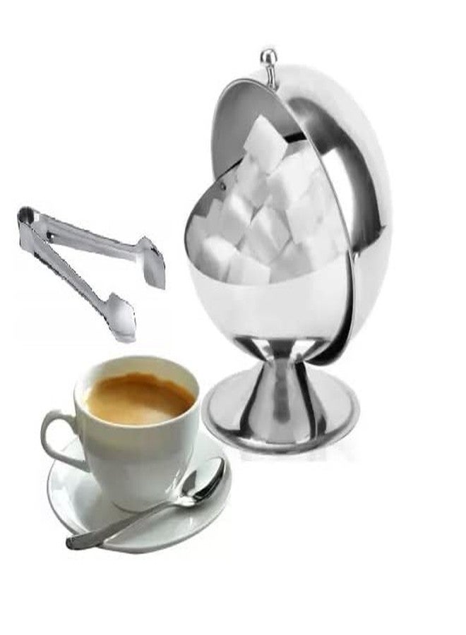 Gaffel Stainless Steel Bowl with Roll Top Lid and Sugar Cube Tong-Covered Dish for Sugar Cubes,Candies,Snacks,Seasonings-Caddy for Home Hotel Cafes Bar Beverage Serving - Image 1