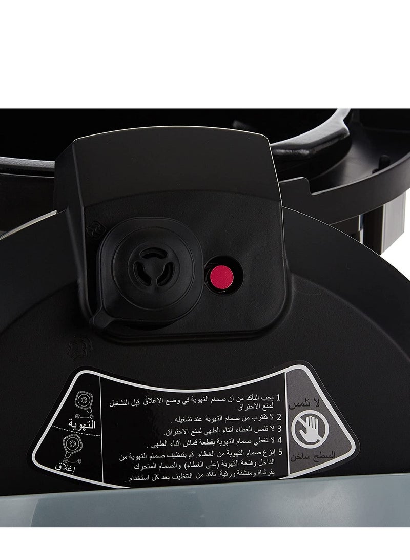 آرشيا طباخ أرشيا متعدد الطهي بالضغط السريع سعة 6 لتر ، 1000 وات من الفولاذ المقاوم للصدأ / أسود ، غير قابل للالتصاق - Image 3