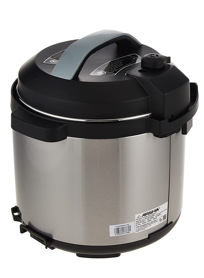 آرشيا طباخ أرشيا متعدد الطهي بالضغط السريع سعة 6 لتر ، 1000 وات من الفولاذ المقاوم للصدأ / أسود ، غير قابل للالتصاق - Image 4