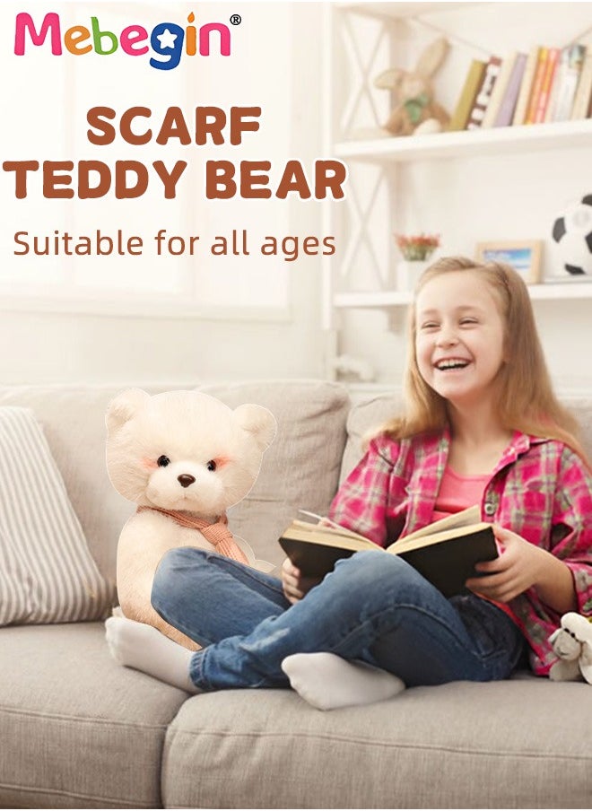MEBEGIN 25cm Soft Animal Plush Toy, Resilient Plush Bear, Fuzzy Sitting Plush Bear with Pink Scarf, Good Companion for Kids to Sleep, Ideal Gift for Kids and Adults  - Image 2