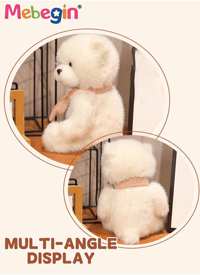 MEBEGIN 25cm Soft Animal Plush Toy, Resilient Plush Bear, Fuzzy Sitting Plush Bear with Pink Scarf, Good Companion for Kids to Sleep, Ideal Gift for Kids and Adults  - Image 3