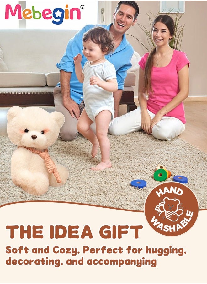 MEBEGIN 25cm Soft Animal Plush Toy, Resilient Plush Bear, Fuzzy Sitting Plush Bear with Pink Scarf, Good Companion for Kids to Sleep, Ideal Gift for Kids and Adults  - Image 5