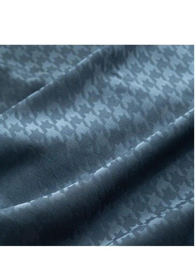 MIIOW Men's Sleepwear, New Silk High-End Style, Thousand Bird Grid Home Clothing Gift Box, Short Sleeved+Shorts+Pants - Image 4