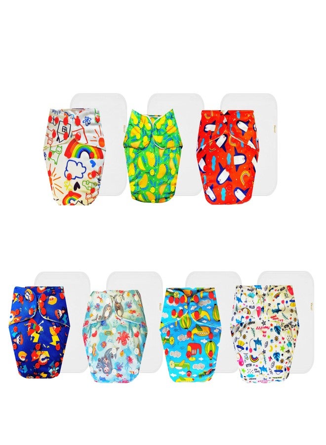 Dumbledo Premium Cloth Diaper with Cotton Insert (Pack of 7) | Soft & Gentle | Breathable | Quick Dry | Perfect for Indian Summers | 3 Months - 3 Years | Unisex Baby - Image 1