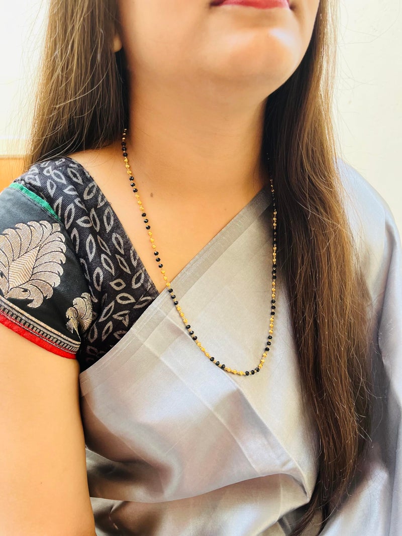 JHB Women Traditional Black Bead Chain and Gold Plated Neck Chain for Women & Girls Wedding, Engagement and Anniversary (Black and Golden) - Image 5