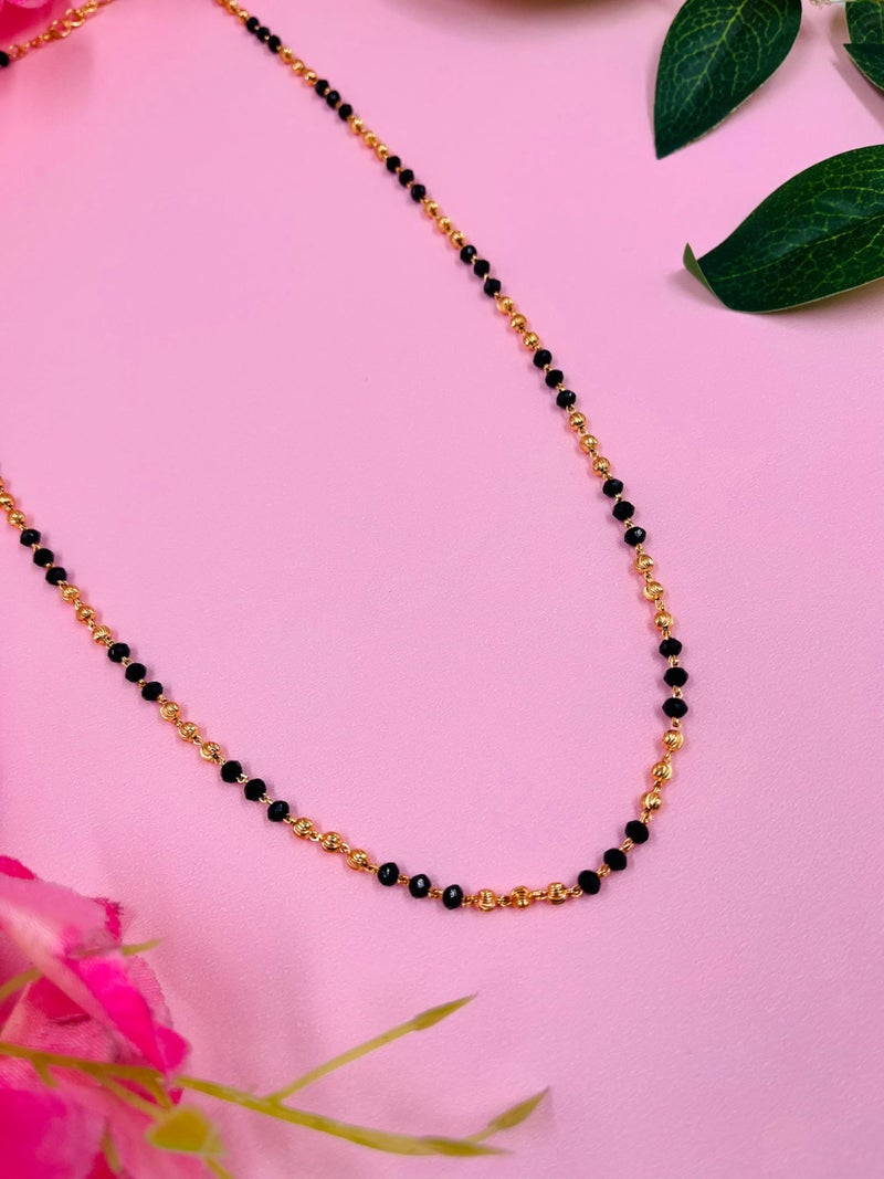 JHB Women Traditional Black Bead Chain and Gold Plated Neck Chain for Women & Girls Wedding, Engagement and Anniversary (Black and Golden) - Image 4