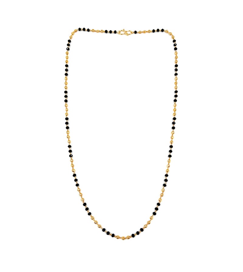 JHB Women Traditional Black Bead Chain and Gold Plated Neck Chain for Women & Girls Wedding, Engagement and Anniversary (Black and Golden) - Image 1