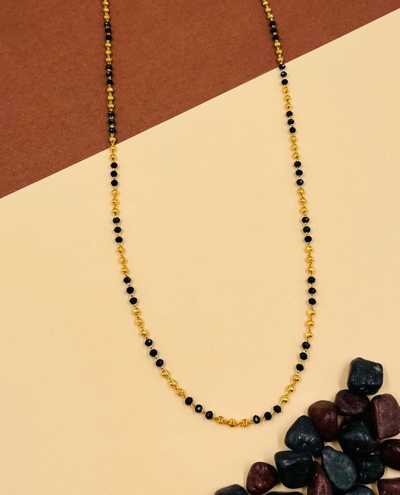 JHB Women Traditional Black Bead Chain and Gold Plated Neck Chain for Women & Girls Wedding, Engagement and Anniversary (Black and Golden) - Image 2