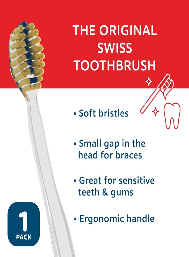 TELLO Adult Soft Ortho Toothbrush for Gentle Cleaning with Ergonomic Handle, Made in Switzerland, Colors Vary - Image 3