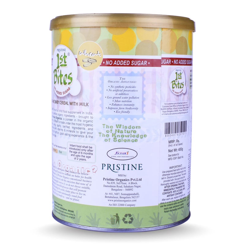 Pristine 1st BITES Baby Cereal 400g | Baby Food (6-24 Months) Stage-1, Organic Wheat (No Added Sugar) | Infant Food - Image 2