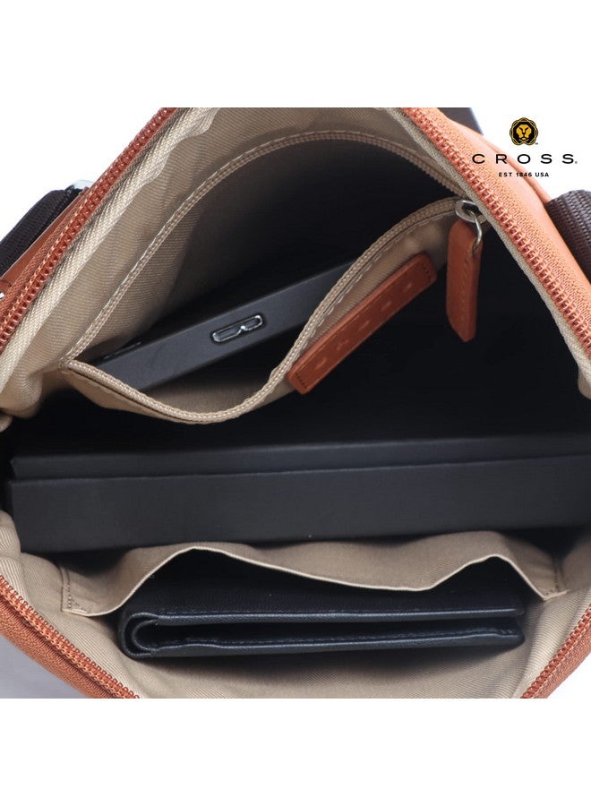 كروس حقيبة كروس بودي للرجال حقيبة كتف جانبية صغيرة وخفيفة الوزن - تان | لمسة نهائية ممتازة بتصميم أنيق - Image 3