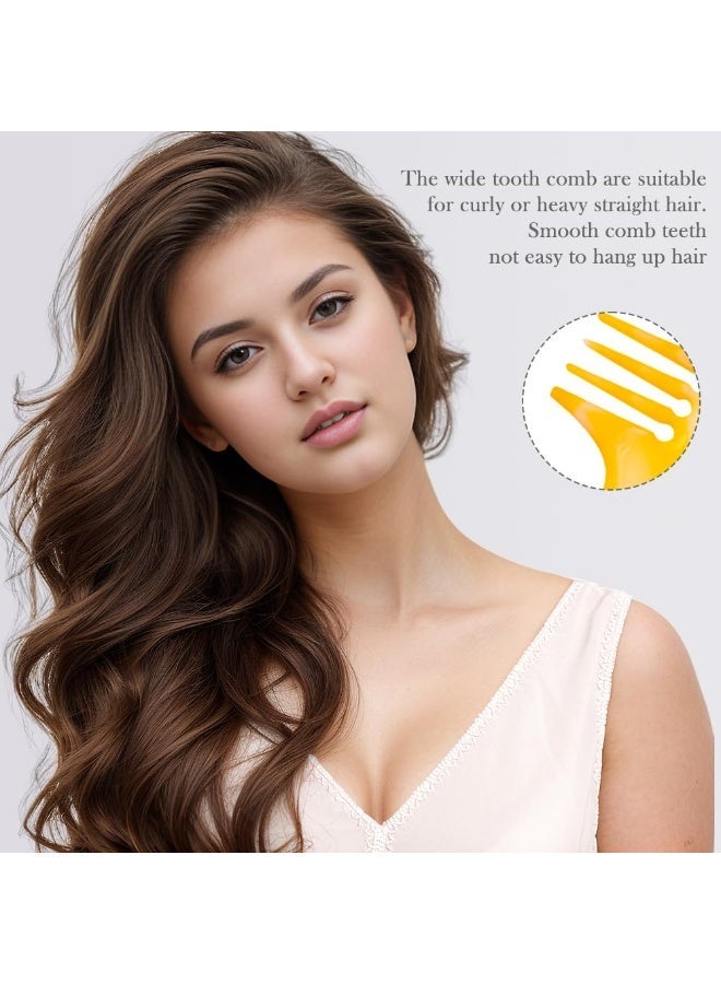 4PCS Yellow Hair Styling Comb Set, Wide/Fine Tooth & Rat Tail Dual Combs, Multi-Type Hair Tools for Men Women - Image 3
