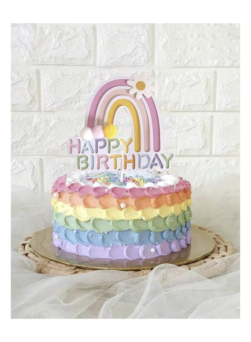 Decorative sticks and decorations for cake decoration for birthdays and parties with the phrase “Happy Birthday” in bright colors - Image 2