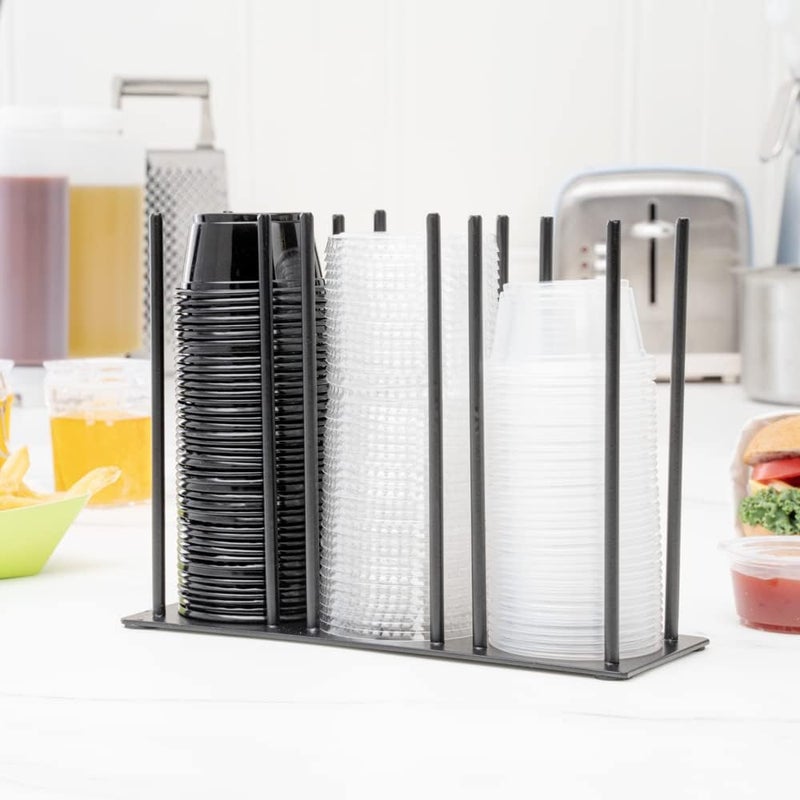 Restaurantware Base 825 Inch x 3 Inch x 6 Inch Cup  Lid Organizer 1 3Section Cup  Lid Holder  Horizontal Design Compact Black Iron Cup  Lid Dispenser For Countertops  Storage - Image 3