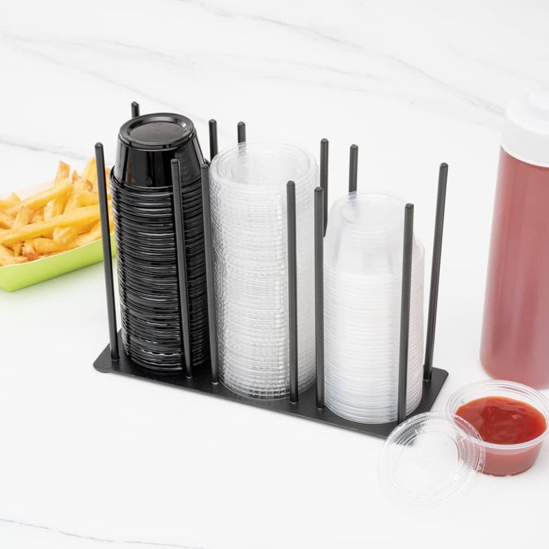 Restaurantware Base 825 Inch x 3 Inch x 6 Inch Cup  Lid Organizer 1 3Section Cup  Lid Holder  Horizontal Design Compact Black Iron Cup  Lid Dispenser For Countertops  Storage - Image 4