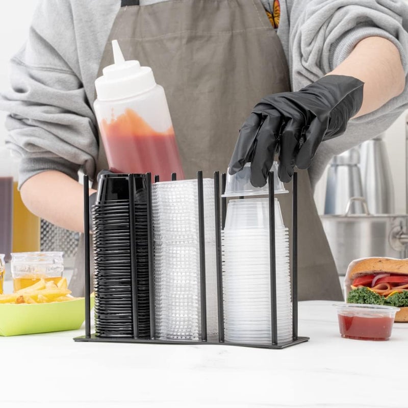 Restaurantware Base 825 Inch x 3 Inch x 6 Inch Cup  Lid Organizer 1 3Section Cup  Lid Holder  Horizontal Design Compact Black Iron Cup  Lid Dispenser For Countertops  Storage - Image 5