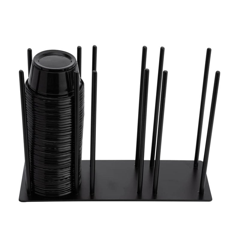 Restaurantware Base 825 Inch x 3 Inch x 6 Inch Cup  Lid Organizer 1 3Section Cup  Lid Holder  Horizontal Design Compact Black Iron Cup  Lid Dispenser For Countertops  Storage - Image 1