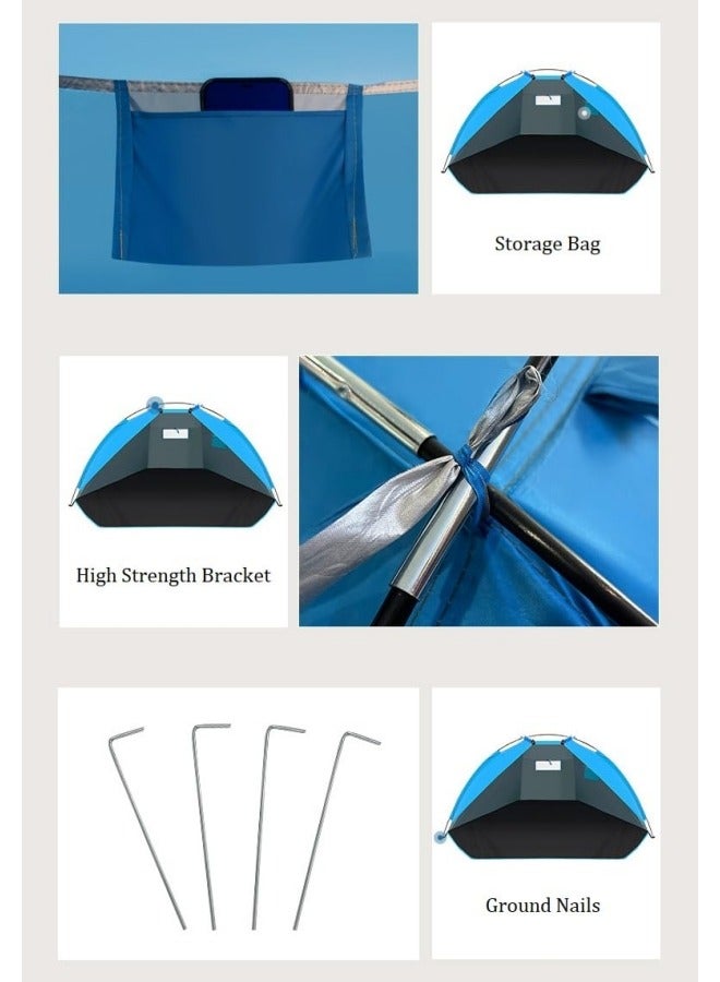 جيجيرو خيمة شاطئ، مظلة شمسية محمولة خفيفة الوزن مضادة للأشعة فوق البنفسجية للاستخدام الخارجي، خيمة منبثقة تتسع لشخصين أو ثلاثة أشخاص، لون أزرق - Image 4