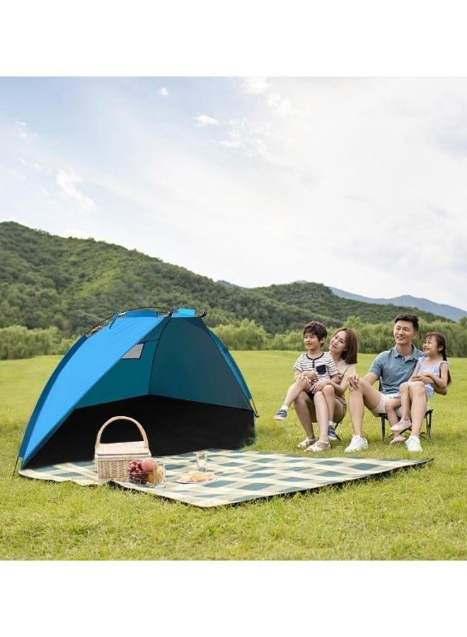 جيجيرو خيمة شاطئ، مظلة شمسية محمولة خفيفة الوزن مضادة للأشعة فوق البنفسجية للاستخدام الخارجي، خيمة منبثقة تتسع لشخصين أو ثلاثة أشخاص، لون أزرق - Image 2