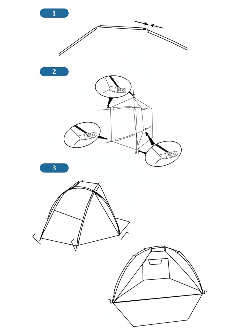 جيجيرو خيمة شاطئ، مظلة شمسية محمولة خفيفة الوزن مضادة للأشعة فوق البنفسجية للاستخدام الخارجي، خيمة منبثقة تتسع لشخصين أو ثلاثة أشخاص، لون أزرق - Image 5