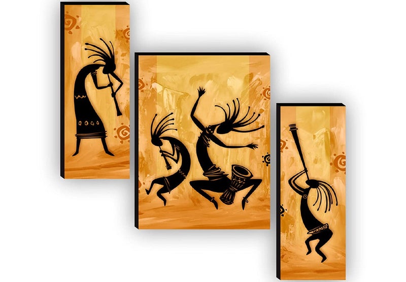 SAF paintings Set of 3 Dancing African Ladies Modern Art UV Textured Paintings for living room with frame 12 Inch X 18 Inch SAF-JMS6699 - Image 5