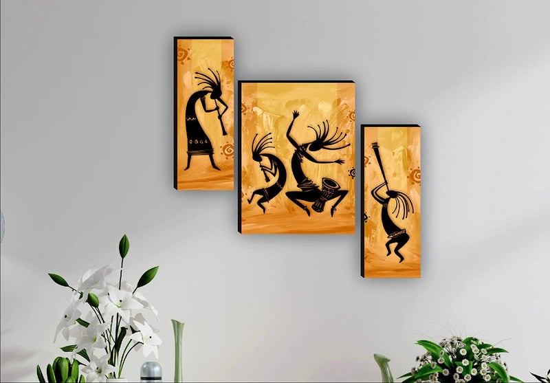 SAF paintings Set of 3 Dancing African Ladies Modern Art UV Textured Paintings for living room with frame 12 Inch X 18 Inch SAF-JMS6699 - Image 2