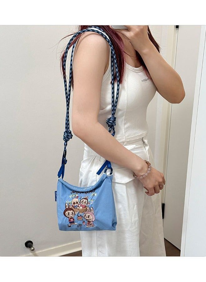 general Cute Labubu belt bag embroidered waterproof nylon crossbody bag versatile casual shoulder bag everyday tote  - Image 2
