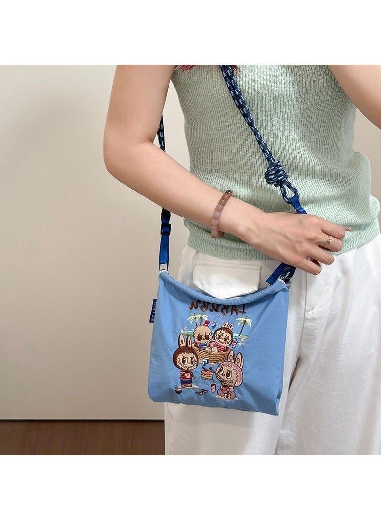 general Cute Labubu belt bag embroidered waterproof nylon crossbody bag versatile casual shoulder bag everyday tote  - Image 1