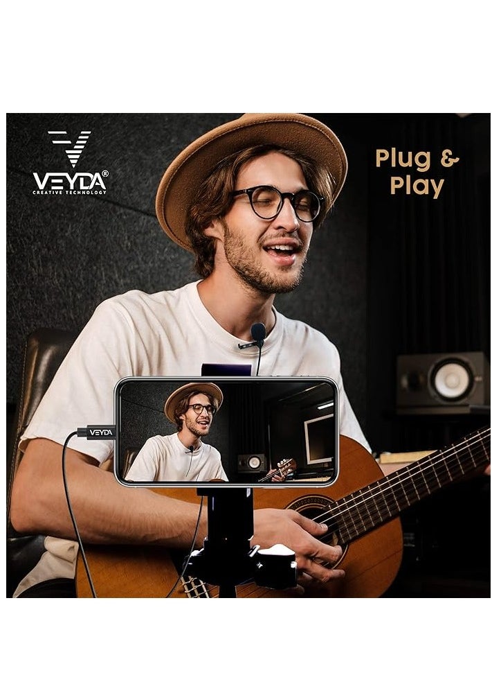 ELTRAZONE - iPhone Lavalier Microphone - VEYDA VD-LL1 Lightning Adapter Lav Lapel Clip-on Omnidirectional Condenser Mic - Image 1