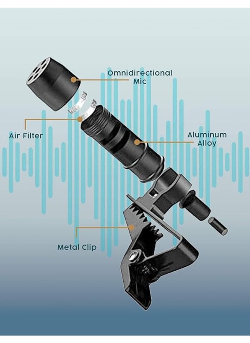ELTRAZONE - iPhone Lavalier Microphone - VEYDA VD-LL1 Lightning Adapter Lav Lapel Clip-on Omnidirectional Condenser Mic - Image 1